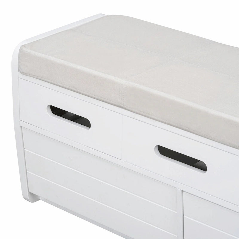 Banc de rangement à chaussures rustique avec 2 tiroirs et rangement dissimulé