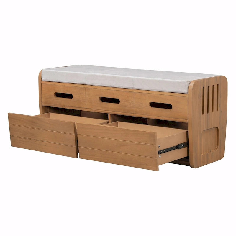 Banc de rangement à chaussures rustique avec 2 tiroirs et rangement dissimulé