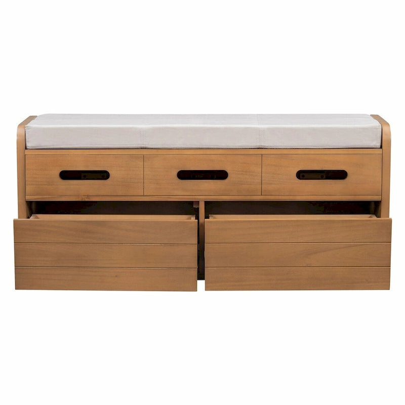 Banc de rangement à chaussures rustique avec 2 tiroirs et rangement dissimulé