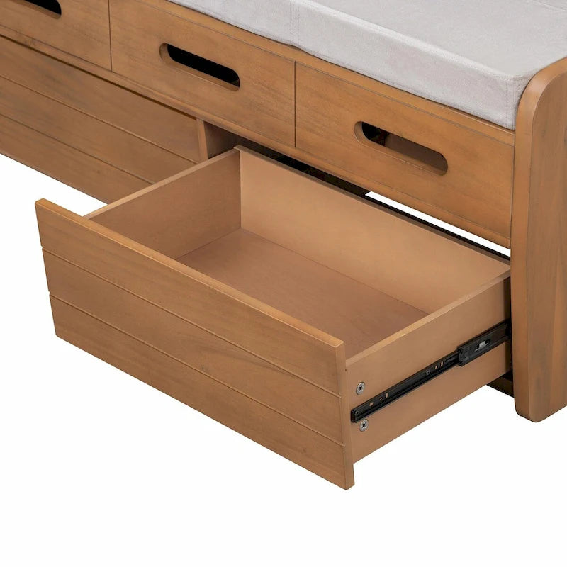Banc de rangement à chaussures rustique avec 2 tiroirs et rangement dissimulé