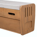Banc de rangement à chaussures rustique avec 2 tiroirs et rangement dissimulé