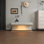 Banc d'entrée Ottoman en cuir rembourré avec éclairage LED à capteur pour salon, chambre, pied de lit
