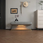 Banc d'entrée Ottoman en cuir rembourré avec éclairage LED à capteur pour salon, chambre, pied de lit