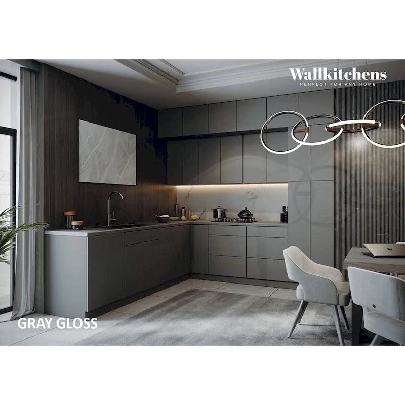 Meuble bas de cuisine gris de 9 pieds de large (108x24)