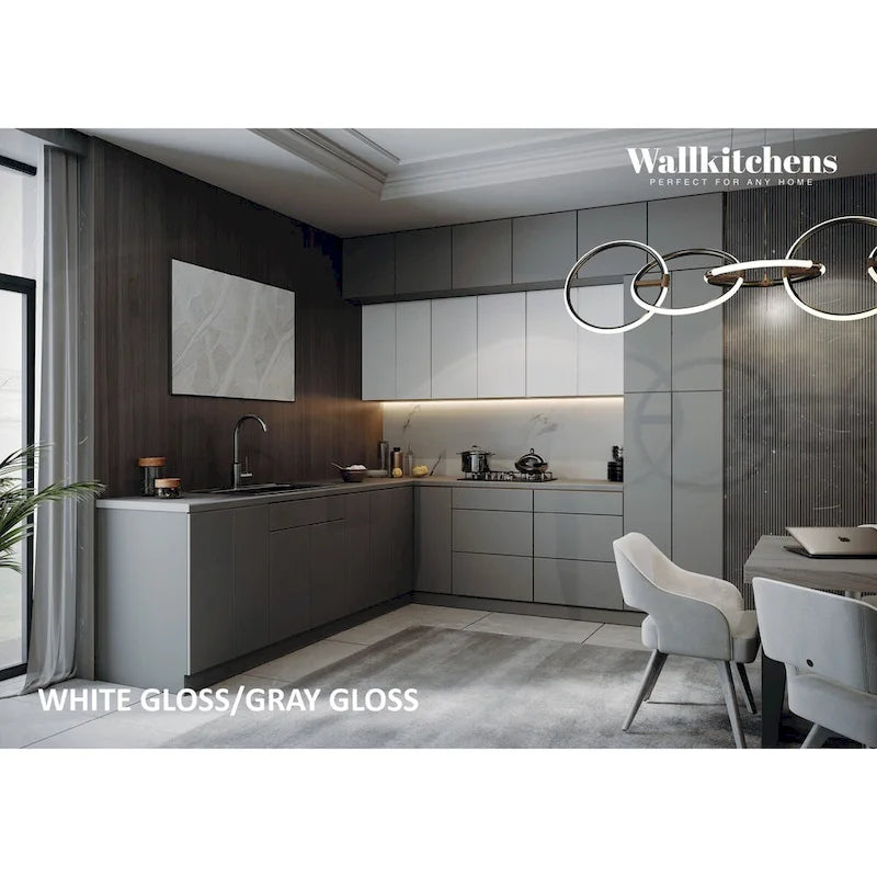 Meuble bas de cuisine gris de 9 pieds de large (108x24)