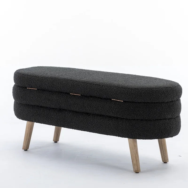 Banc de rangement pour chambre à coucher avec pieds en bois