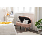 Banc de rangement pour chambre à coucher avec pieds en bois