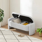 Banc en tissu polaire avec grand espace de rangement