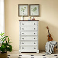 Commode haute moderne à 6 tiroirs avec poignées faciles à tirer et bords texturés