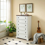 Commode haute moderne à 6 tiroirs avec poignées faciles à tirer et bords texturés