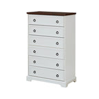 Commode haute moderne à 6 tiroirs avec poignées faciles à tirer et bords texturés