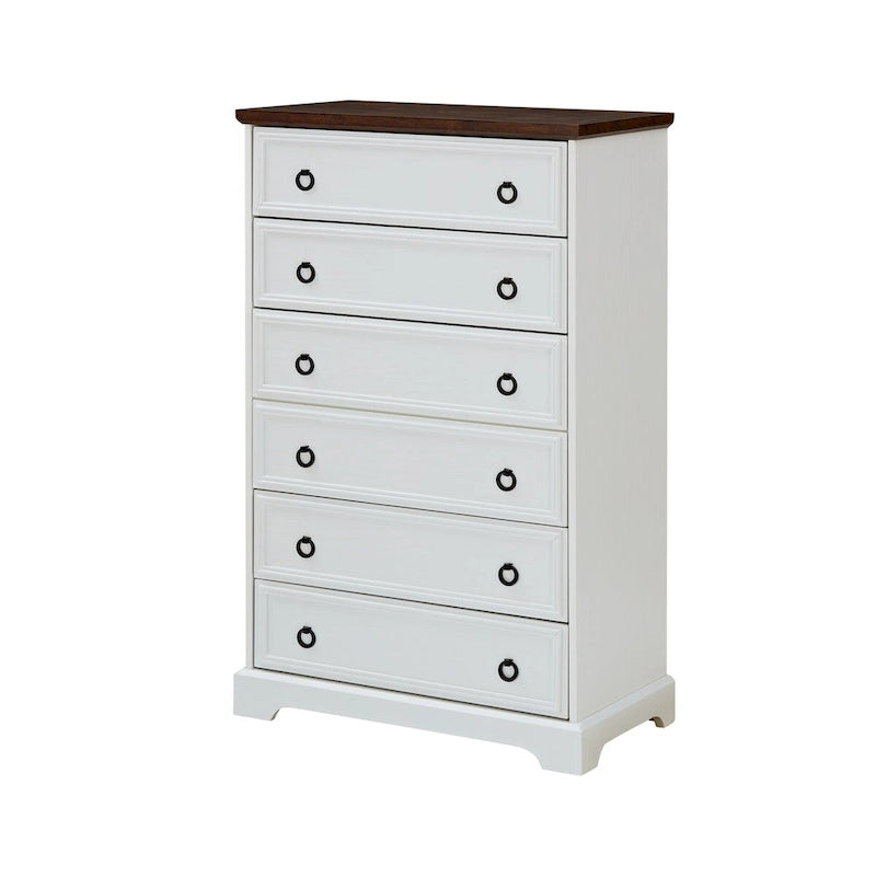 Commode haute moderne à 6 tiroirs avec poignées faciles à tirer et bords texturés