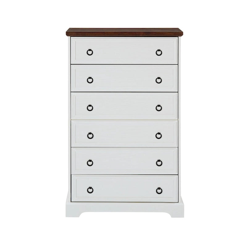 Commode haute moderne à 6 tiroirs avec poignées faciles à tirer et bords texturés
