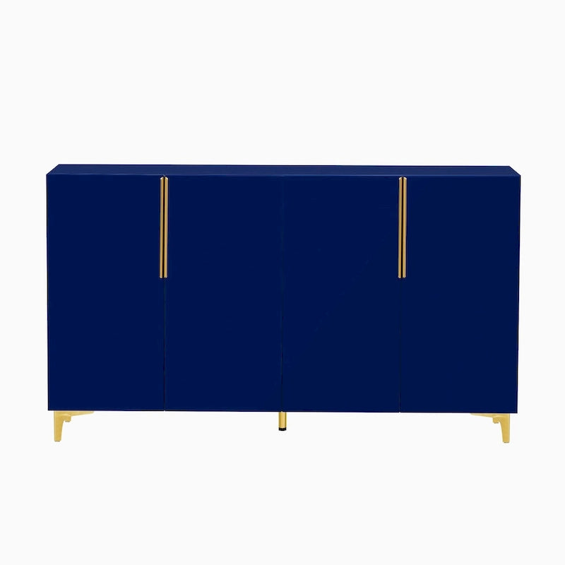 Un meuble de rangement de luxe léger au fini lustré, réglable, adapté au salon, au bureau, au couloir.