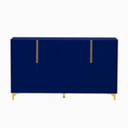Un meuble de rangement de luxe léger au fini lustré, réglable, adapté au salon, au bureau, au couloir.