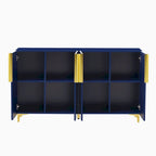 Un meuble de rangement de luxe léger au fini lustré, réglable, adapté au salon, au bureau, au couloir.