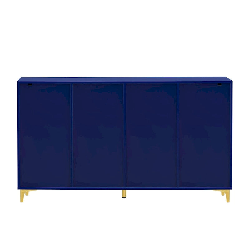 Un meuble de rangement de luxe léger au fini lustré, réglable, adapté au salon, au bureau, au couloir.