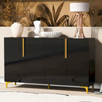 Un meuble de rangement de luxe léger au fini lustré, réglable, adapté au salon, au bureau, au couloir.
