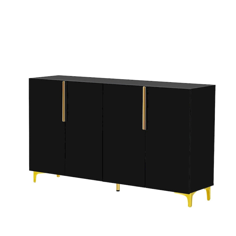 Un meuble de rangement de luxe léger au fini lustré, réglable, adapté au salon, au bureau, au couloir.