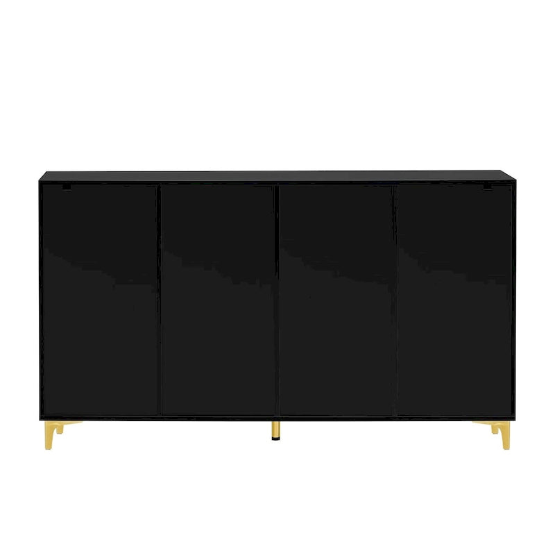 Un meuble de rangement de luxe léger au fini lustré, réglable, adapté au salon, au bureau, au couloir.