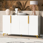 Un meuble de rangement de luxe léger au fini lustré, réglable, adapté au salon, au bureau, au couloir.