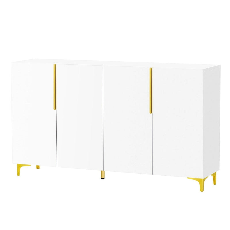 Un meuble de rangement de luxe léger au fini lustré, réglable, adapté au salon, au bureau, au couloir.
