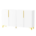 Un meuble de rangement de luxe léger au fini lustré, réglable, adapté au salon, au bureau, au couloir.