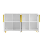 Un meuble de rangement de luxe léger au fini lustré, réglable, adapté au salon, au bureau, au couloir.