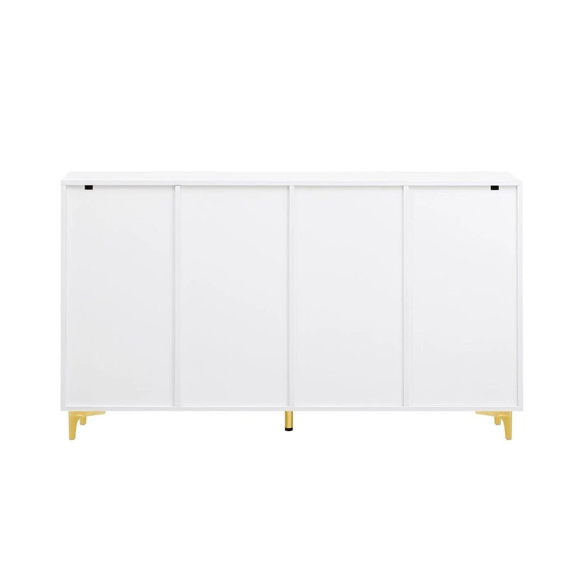 Un meuble de rangement de luxe léger au fini lustré, réglable, adapté au salon, au bureau, au couloir.