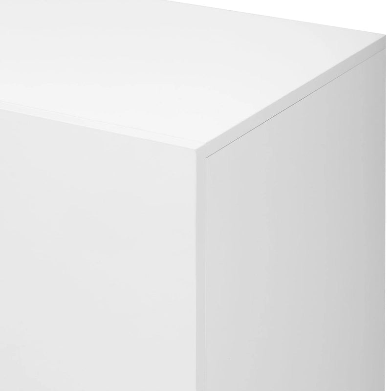 Un meuble de rangement de luxe léger au fini lustré, réglable, adapté au salon, au bureau, au couloir.