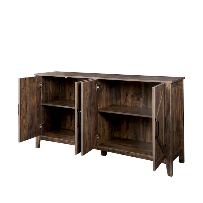 Meuble de rangement avec 4 portes et 4 étagères ouvertes, Buffet autoportant, Meuble de rangement pour entrée, chambre ou bureau