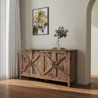 Meuble de rangement avec 4 portes et 4 étagères ouvertes, Buffet autoportant, Meuble de rangement pour entrée, chambre ou bureau