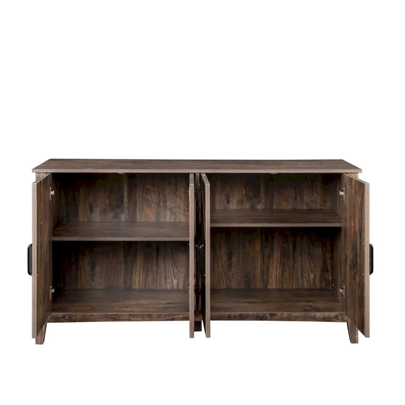 Meuble de rangement avec 4 portes et 4 étagères ouvertes, Buffet autoportant, Meuble de rangement pour entrée, chambre ou bureau