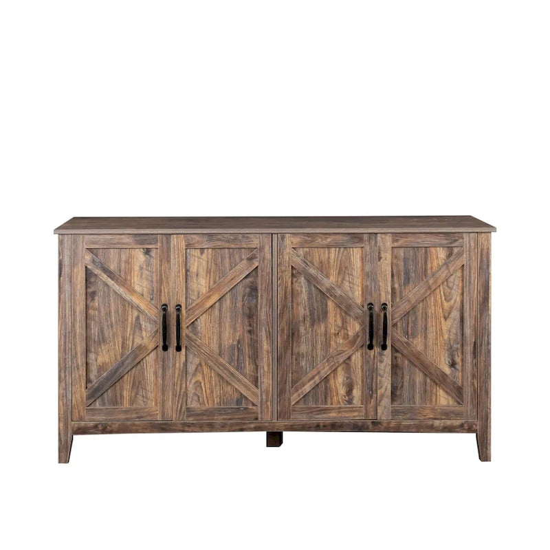 Meuble de rangement avec 4 portes et 4 étagères ouvertes, Buffet autoportant, Meuble de rangement pour entrée, chambre ou bureau