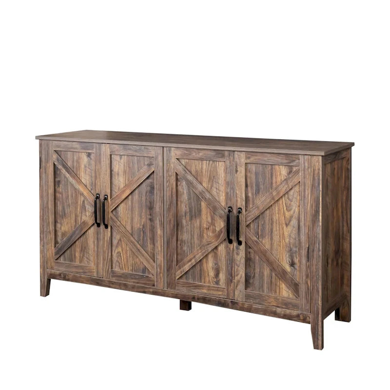 Meuble de rangement avec 4 portes et 4 étagères ouvertes, Buffet autoportant, Meuble de rangement pour entrée, chambre ou bureau