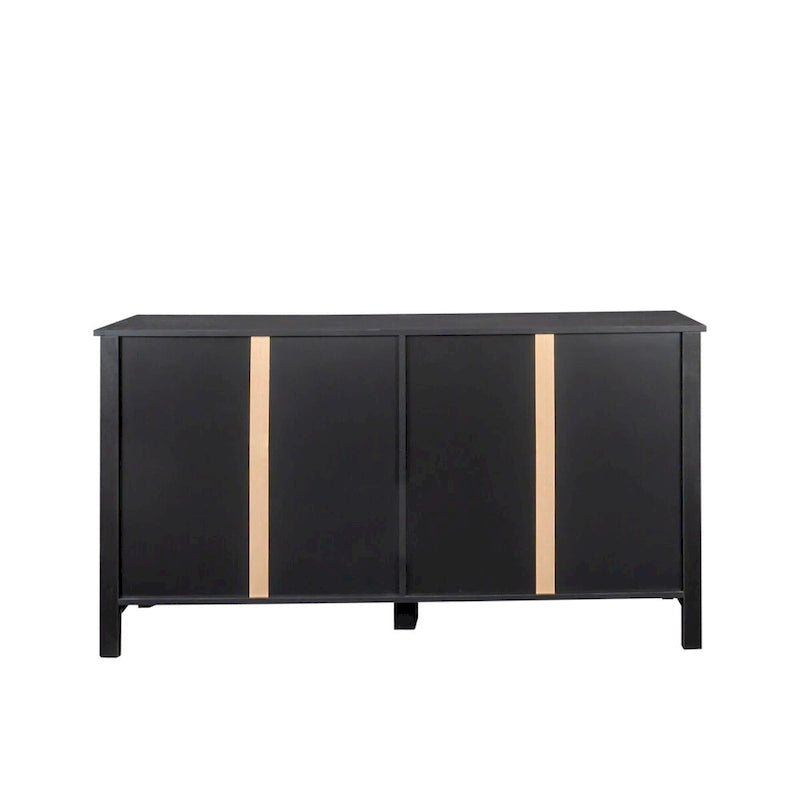 Meuble de rangement avec 4 portes et 4 étagères ouvertes, Buffet autoportant, Meuble de rangement pour entrée, chambre ou bureau