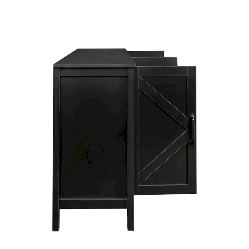 Meuble de rangement avec 4 portes et 4 étagères ouvertes, Buffet autoportant, Meuble de rangement pour entrée, chambre ou bureau