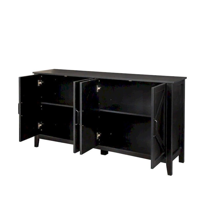 Meuble de rangement avec 4 portes et 4 étagères ouvertes, Buffet autoportant, Meuble de rangement pour entrée, chambre ou bureau