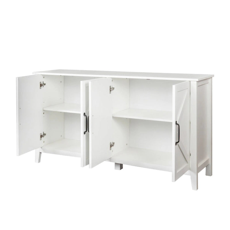 Meuble de rangement avec 4 portes et 4 étagères ouvertes, Buffet autoportant, Meuble de rangement pour entrée, chambre ou bureau