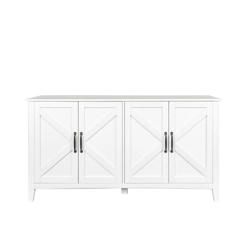Meuble de rangement avec 4 portes et 4 étagères ouvertes, Buffet autoportant, Meuble de rangement pour entrée, chambre ou bureau