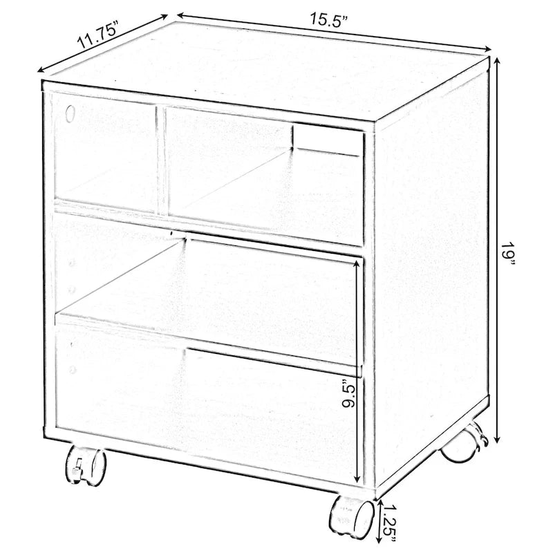 Meuble de rangement pour imprimante en bois avec roulettes