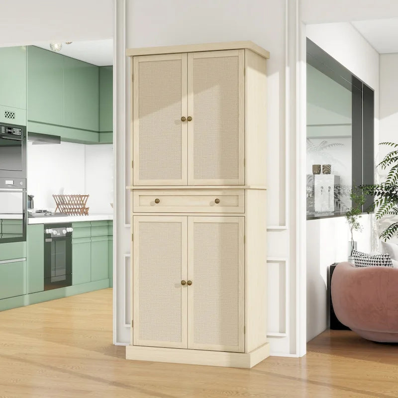 Armoire 4 portes 1 tiroir, avec 4 étagères intérieures réglables, meuble de rangement
