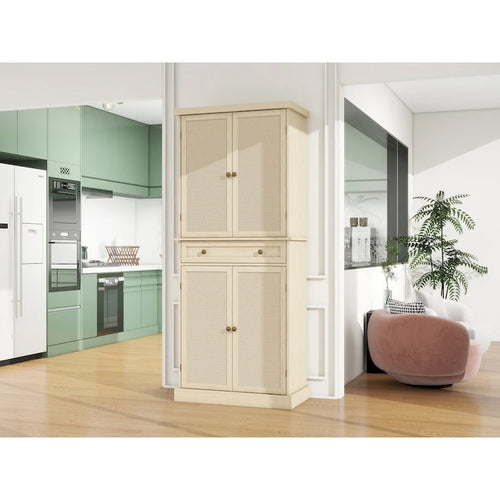 Armoire 4 portes 1 tiroir, avec 4 étagères intérieures réglables, meuble de rangement