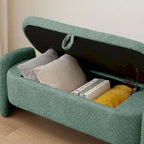 Banc de rangement ottoman en tissu polaire d'agneau 3D avec grand espace de rangement