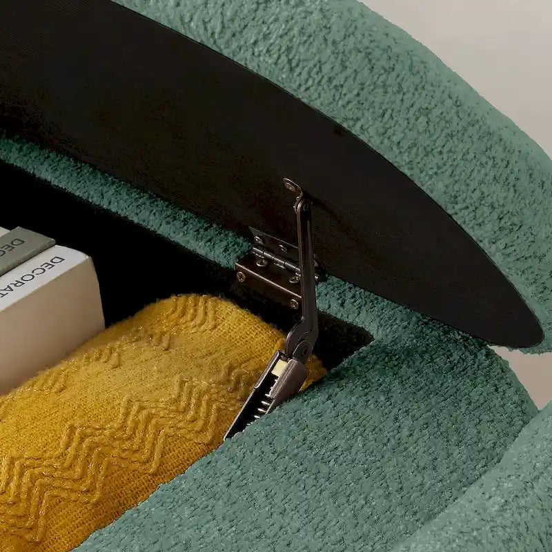 Banc de rangement ottoman en tissu polaire d'agneau 3D avec grand espace de rangement