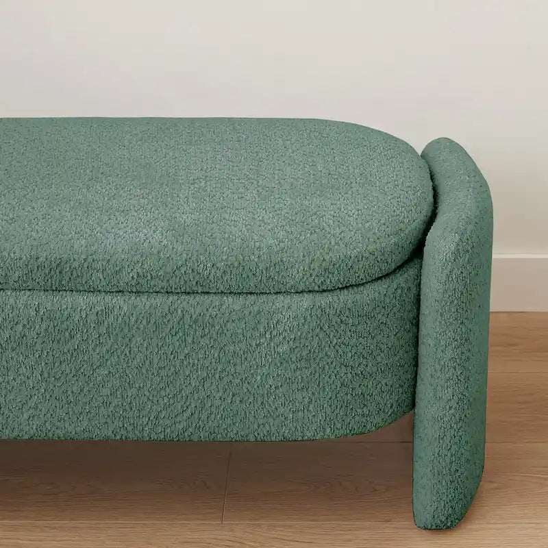 Banc de rangement ottoman en tissu polaire d'agneau 3D avec grand espace de rangement