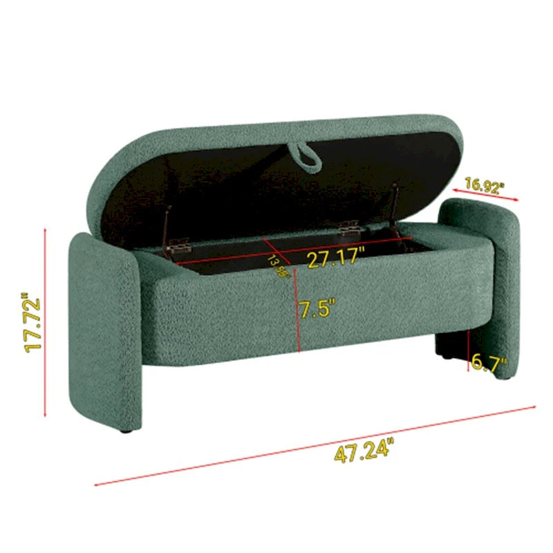 Banc de rangement ottoman en tissu polaire d'agneau 3D avec grand espace de rangement