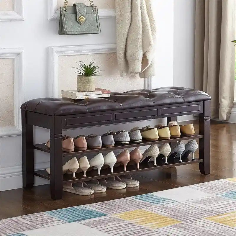Banc de rangement pour chaussures avec coussin – 39,4P x 13,8L x 18,9H