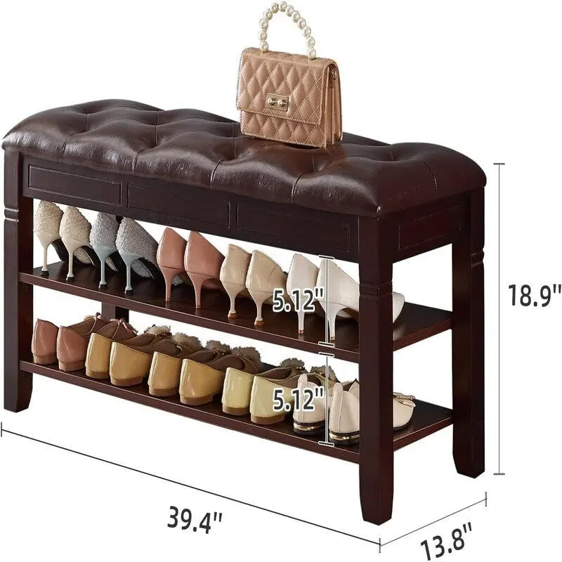 Banc de rangement pour chaussures avec coussin – 39,4P x 13,8L x 18,9H