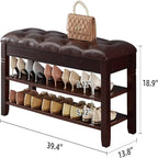 Banc de rangement pour chaussures avec coussin – 39,4P x 13,8L x 18,9H